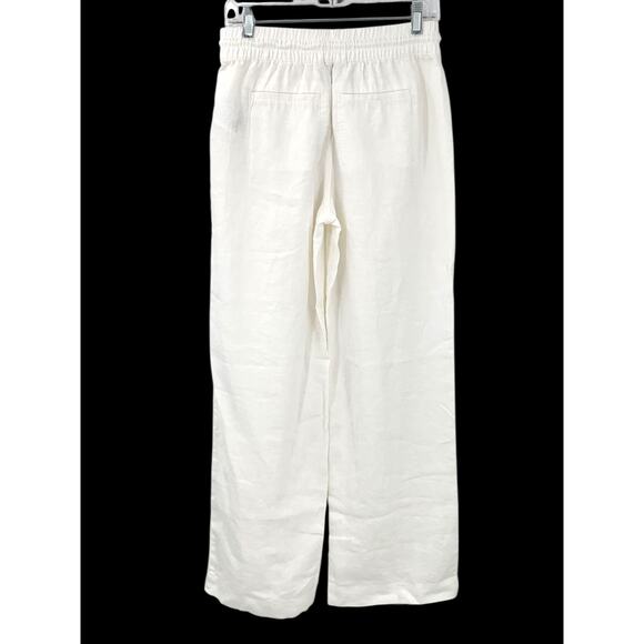 New Athleta Retreat 100% Linen Wide Leg Pull On High Rise White Pants XS - Picture 2 of 10